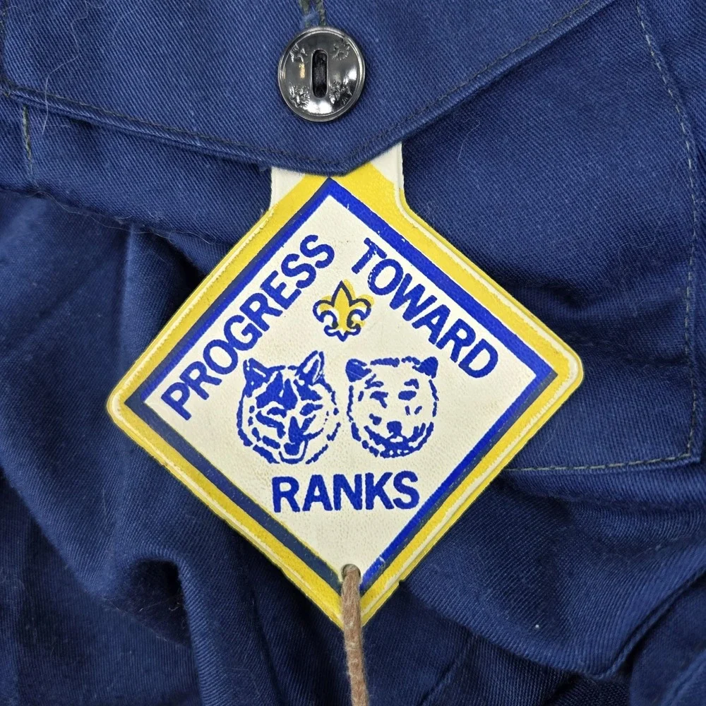 VINTAGE Boy Scouts Of America Boys Button Up 12 Shirt Blue Yosemite Cub Scout